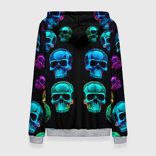 Женская толстовка Neon skulls - ai art pattern / 3D-Меланж – фото 2