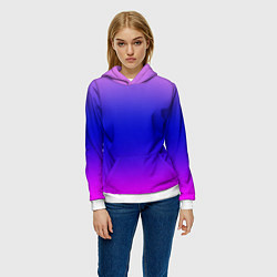 Толстовка-худи женская Неоновая градиент абстракция, цвет: 3D-белый — фото 2