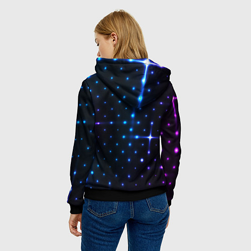 Женская толстовка Киберпанк неоновый паттерн / 3D-Черный – фото 4