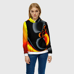 Толстовка-худи женская Фрактальный узор абстракция, цвет: 3D-белый — фото 2