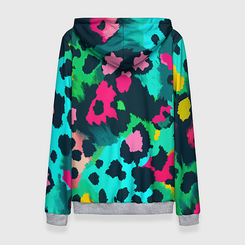 Женская толстовка Кислотный зеленый леопардовый камуфляж / 3D-Меланж – фото 2
