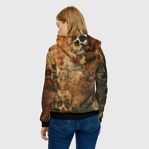 Женская толстовка Грязный гранж с черепами / 3D-Черный – фото 4