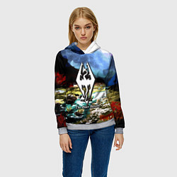 Толстовка-худи женская Cкайрим краски художника, цвет: 3D-меланж — фото 2