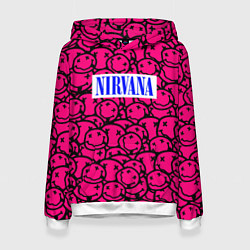 Толстовка-худи женская Nirvana pink logo, цвет: 3D-белый