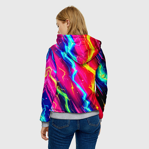 Женская толстовка Абстракция из неоновых молний - нейроарт / 3D-Меланж – фото 4