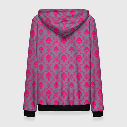 Женская толстовка Череп - узор розовый / 3D-Черный – фото 2