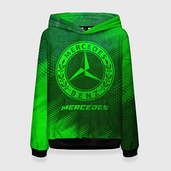 Толстовка-худи женская Mercedes - green gradient, цвет: 3D-черный