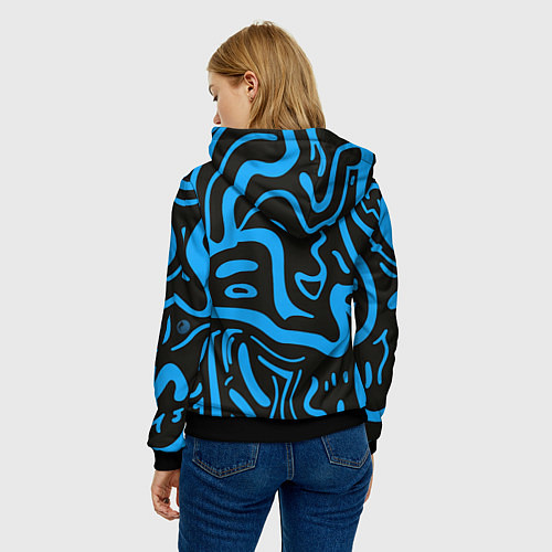 Женская толстовка Хаотичные синие полосы / 3D-Черный – фото 4