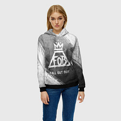 Толстовка-худи женская Fall Out Boy - grey gradient, цвет: 3D-черный — фото 2