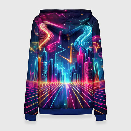 Женская толстовка Dino DJ - neon glow / 3D-Синий – фото 2
