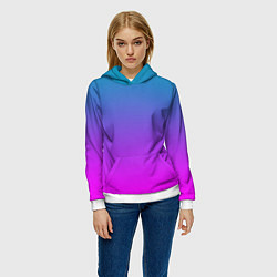 Толстовка-худи женская Неоновая текстура градиента, цвет: 3D-белый — фото 2