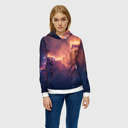 Толстовка-худи женская Космические облака и звезды, цвет: 3D-белый — фото 2
