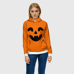 Толстовка-худи женская Весёлая тыква верх, цвет: 3D-белый — фото 2