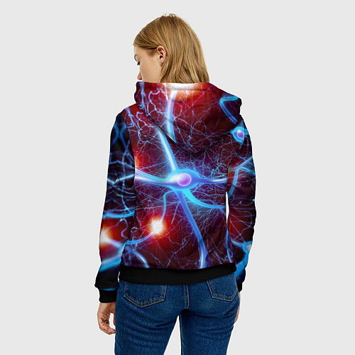 Женская толстовка Нейронная сеть - аксоны / 3D-Черный – фото 4