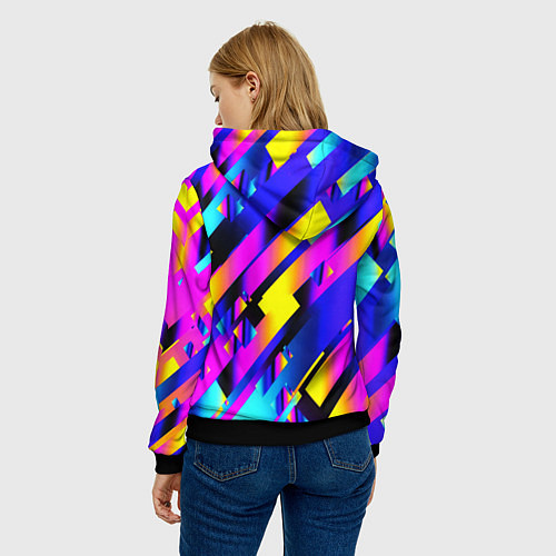 Женская толстовка Неоновая геометрия плитка / 3D-Черный – фото 4