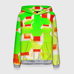 Толстовка-худи женская Кислотные соты, цвет: 3D-меланж