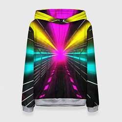 Толстовка-худи женская Неоновые лучи текстура, цвет: 3D-меланж