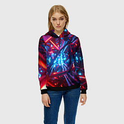 Толстовка-худи женская Неоновые трубки, цвет: 3D-черный — фото 2