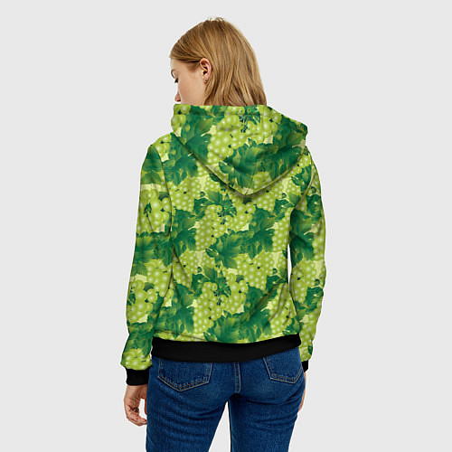 Женская толстовка Виноградный цветной паттерн / 3D-Черный – фото 4