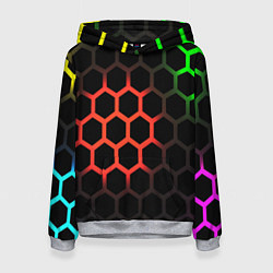 Толстовка-худи женская Hexagon neon, цвет: 3D-меланж