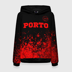 Толстовка-худи женская Porto - red gradient посередине, цвет: 3D-черный