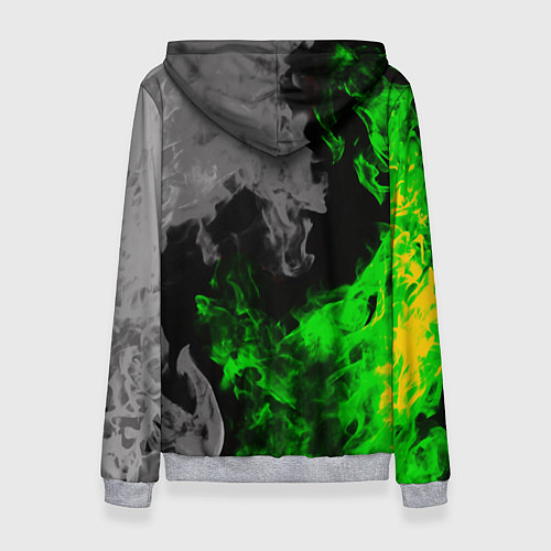 Женская толстовка Зелёный и чёрный огонь / 3D-Меланж – фото 2
