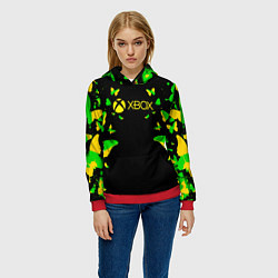 Толстовка-худи женская Xbox бабочки, цвет: 3D-красный — фото 2