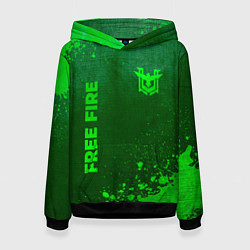 Толстовка-худи женская Free Fire - green gradient вертикально, цвет: 3D-черный