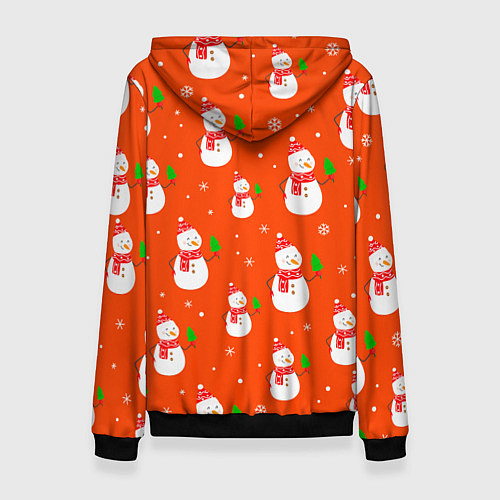 Женская толстовка Новогодние снеговики паттерн / 3D-Черный – фото 2