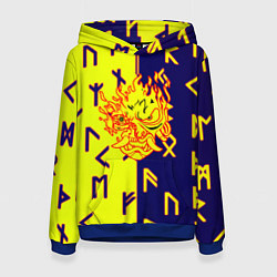 Толстовка-худи женская Samurai japan symbol, цвет: 3D-синий