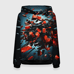 Толстовка-худи женская Геометрический взрыв пластин, цвет: 3D-черный