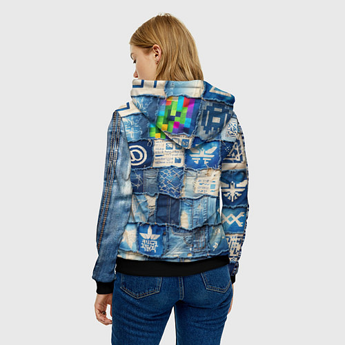 Женская толстовка Пэчворк с игровыми значками / 3D-Черный – фото 4