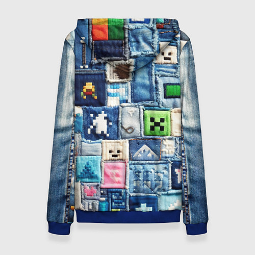 Женская толстовка Minecraft на пэчворк джинсах / 3D-Синий – фото 2