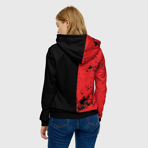 Женская толстовка Злобный смайлик с языком / 3D-Черный – фото 4