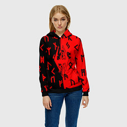 Толстовка-худи женская Скайрим руны, цвет: 3D-черный — фото 2