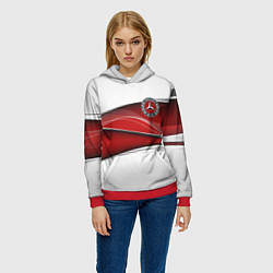 Толстовка-худи женская Mercedes benz авто, цвет: 3D-красный — фото 2