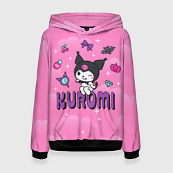 Толстовка-худи женская Куроми в розовых облаках, цвет: 3D-черный