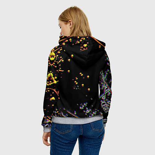 Женская толстовка Doom кислотное лого глитч / 3D-Меланж – фото 4