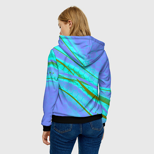 Женская толстовка GTA 6 неоновые соты геометрия / 3D-Черный – фото 4