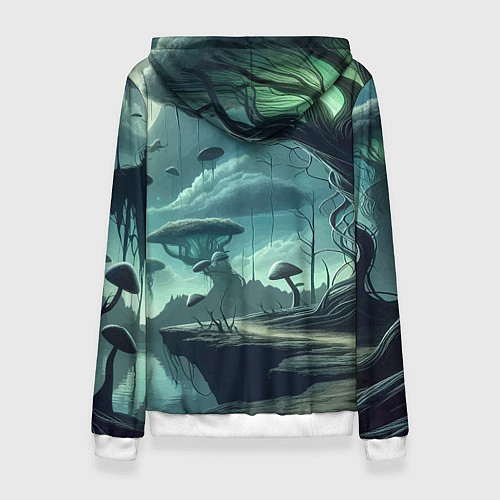 Женская толстовка Сказочный грибной лес на похожей планете - фантази / 3D-Белый – фото 2
