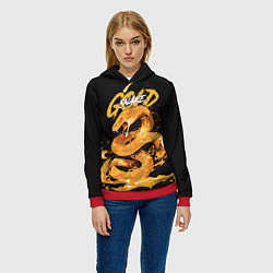 Толстовка-худи женская Gold snake, цвет: 3D-красный — фото 2