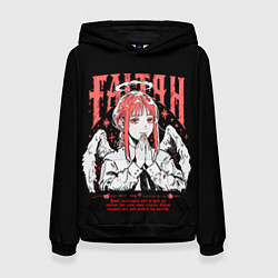 Толстовка-худи женская Макима ангел - Человек бензопила, цвет: 3D-черный