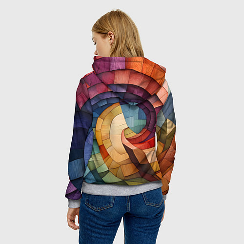 Женская толстовка Разноцветная мозаика в виде спирали / 3D-Меланж – фото 4