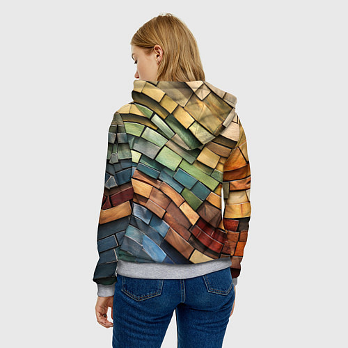 Женская толстовка Волнистая мозаика / 3D-Меланж – фото 4