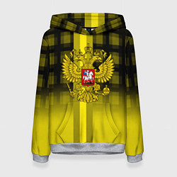 Толстовка-худи женская Герб РФ лого текстура, цвет: 3D-меланж