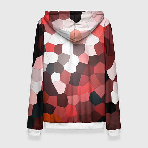 Женская толстовка Красно белая мозаика / 3D-Белый – фото 2