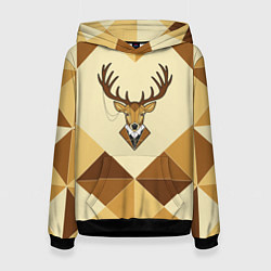 Толстовка-худи женская Деловой олень, цвет: 3D-черный