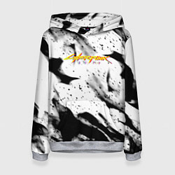 Толстовка-худи женская Cyberpunk 2077 fire black, цвет: 3D-меланж