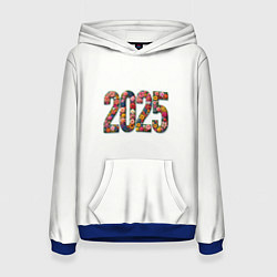 Толстовка-худи женская Цифры 2025 из разноцветных цветов, цвет: 3D-синий