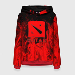 Толстовка-худи женская DOTA 2 лого в огне, цвет: 3D-красный